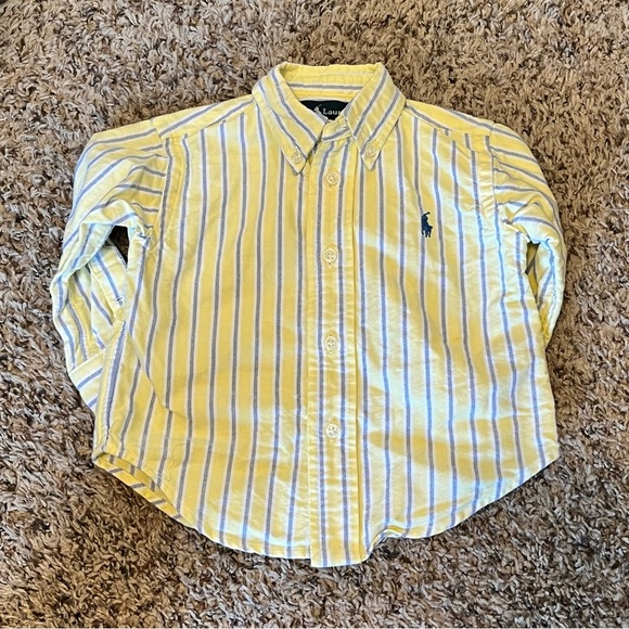 Kids 12 months Ralph Lauren yellow stripe button down - Picture 1 of 5